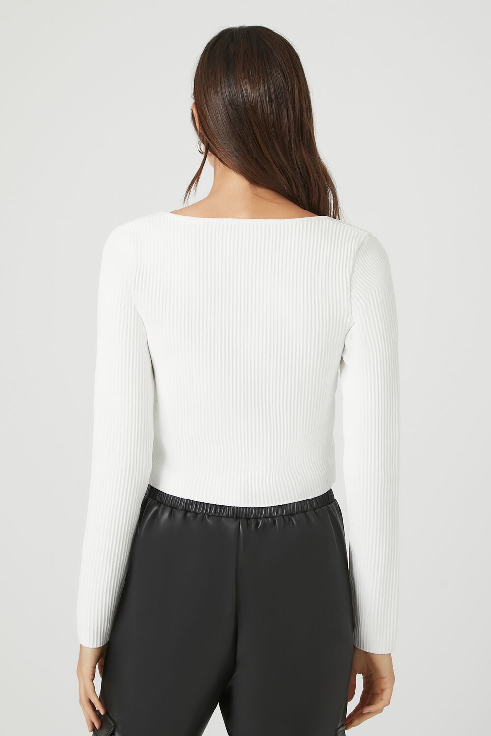  Forever 21 Ribbed Knit Sweater - white - Bonton