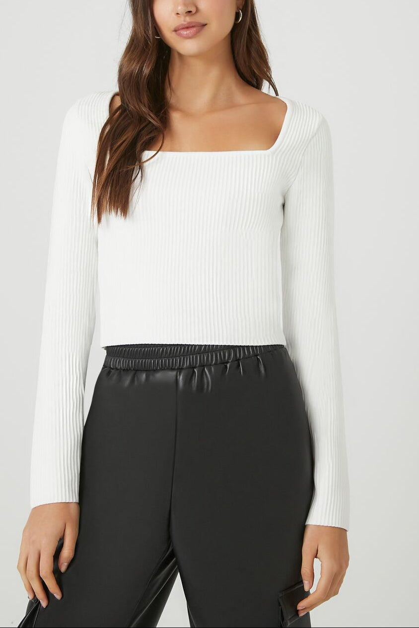  Forever 21 Ribbed Knit Sweater - white - Bonton