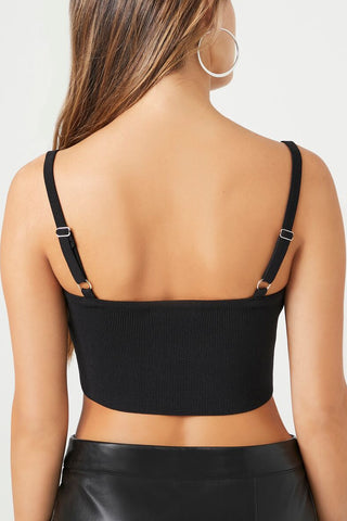 Sweater-Knit Rhinestone Cropped Cami