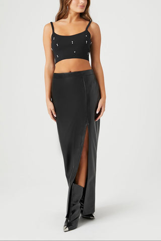 Sweater-Knit Rhinestone Cropped Cami