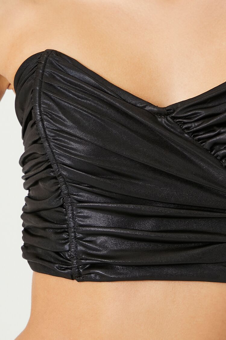  Forever 21 Ruched Sweetheart Crop Top - black - Bonton