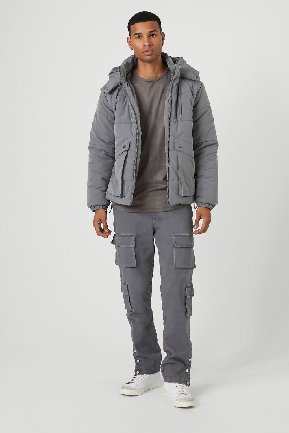  Forever 21 Hooded Puffer Jacket - grey - Bonton