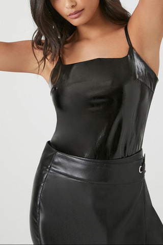 Faux Patent Leather Bodysuit