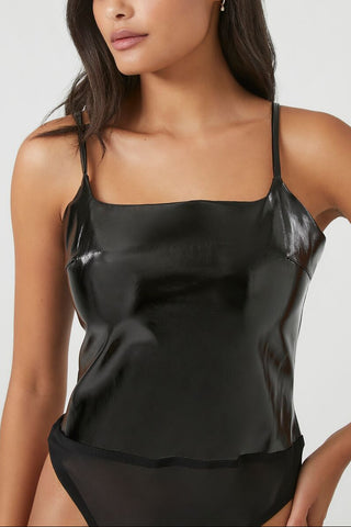 Faux Patent Leather Bodysuit