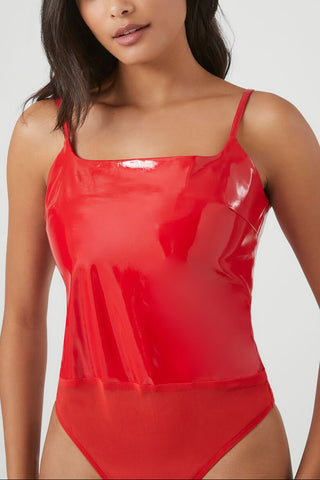 Faux Patent Leather Bodysuit