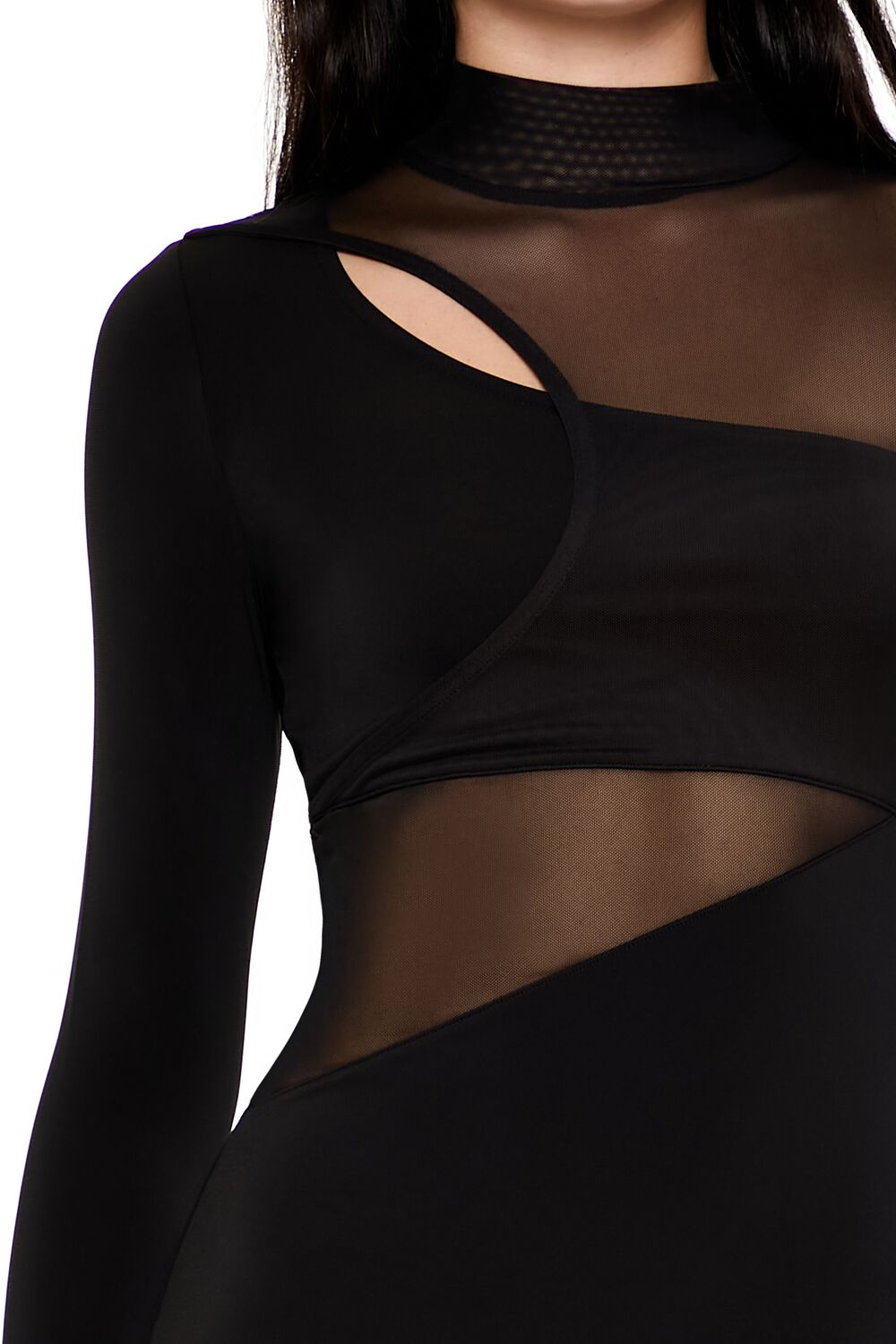  Forever 21 Mesh Combo Bodycon Dress - black-swatch - Bonton