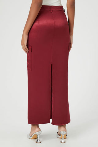 Satin Slit Midi Skirt