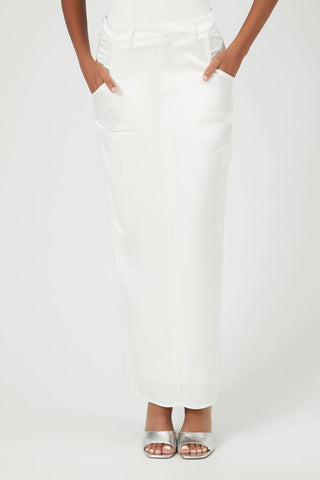 Satin Slit Midi Skirt