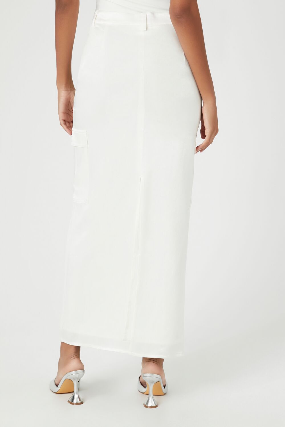  Forever 21 Satin Slit Midi Skirt - burgundy - Bonton