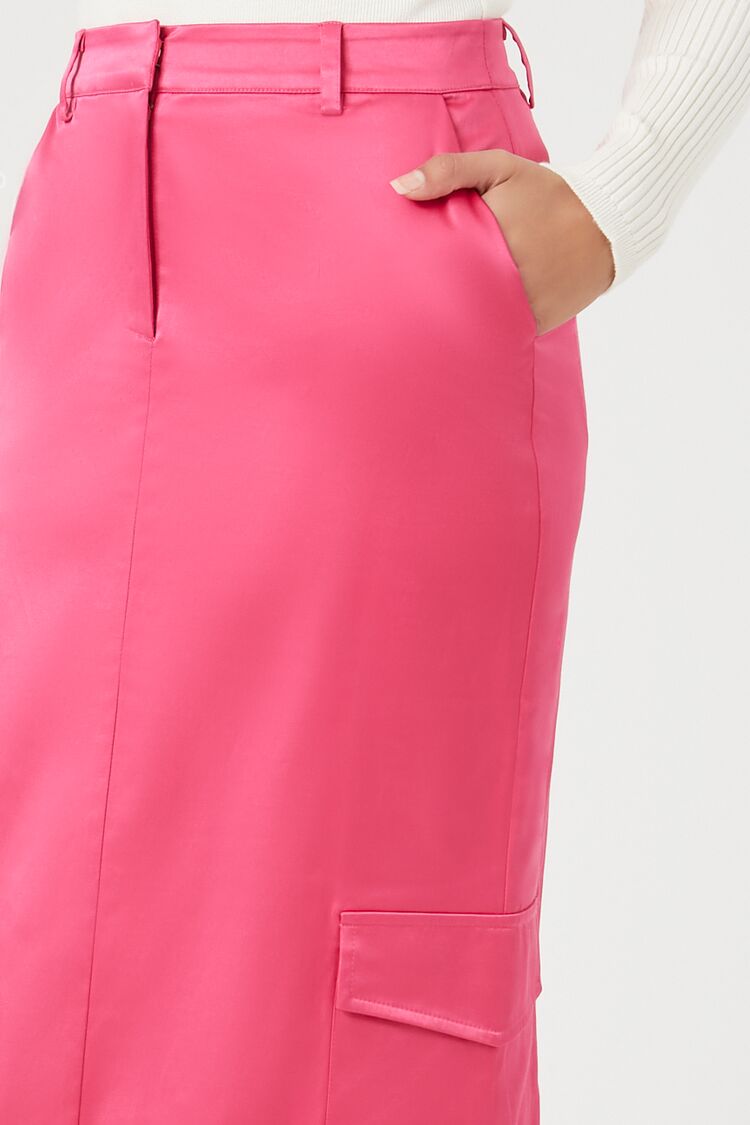  Forever 21 Satin Cargo Maxi Skirt - black - Bonton