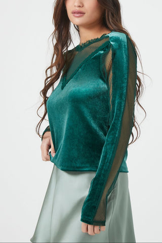 Sheer Lace Velvet Top