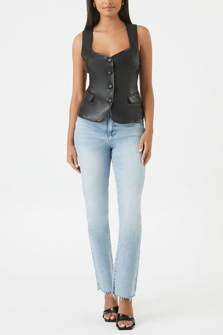 Sleeveless Faux Leather Top
