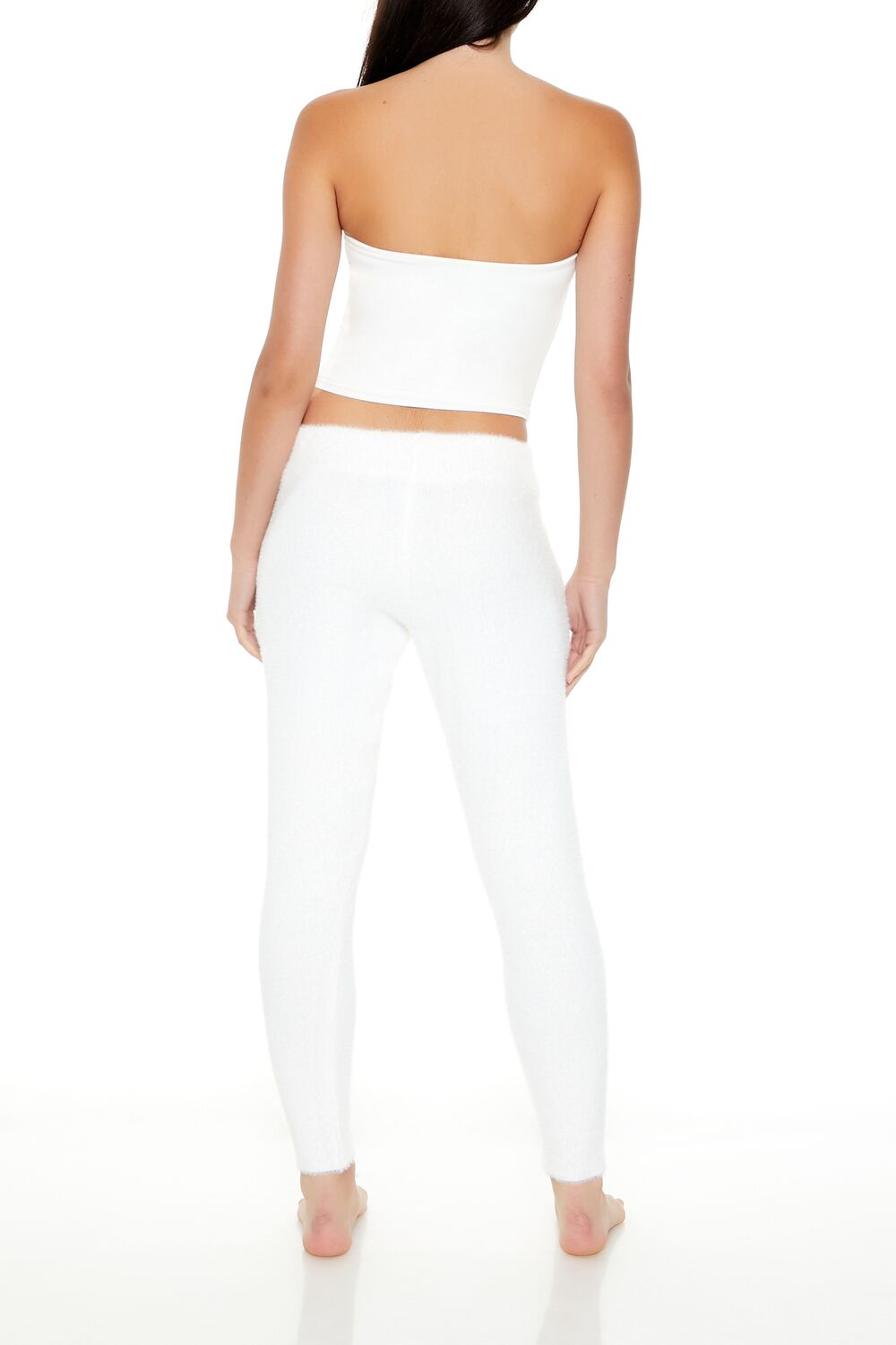  Forever 21 Fuzzy Sweater-Knit Joggers - white - Bonton