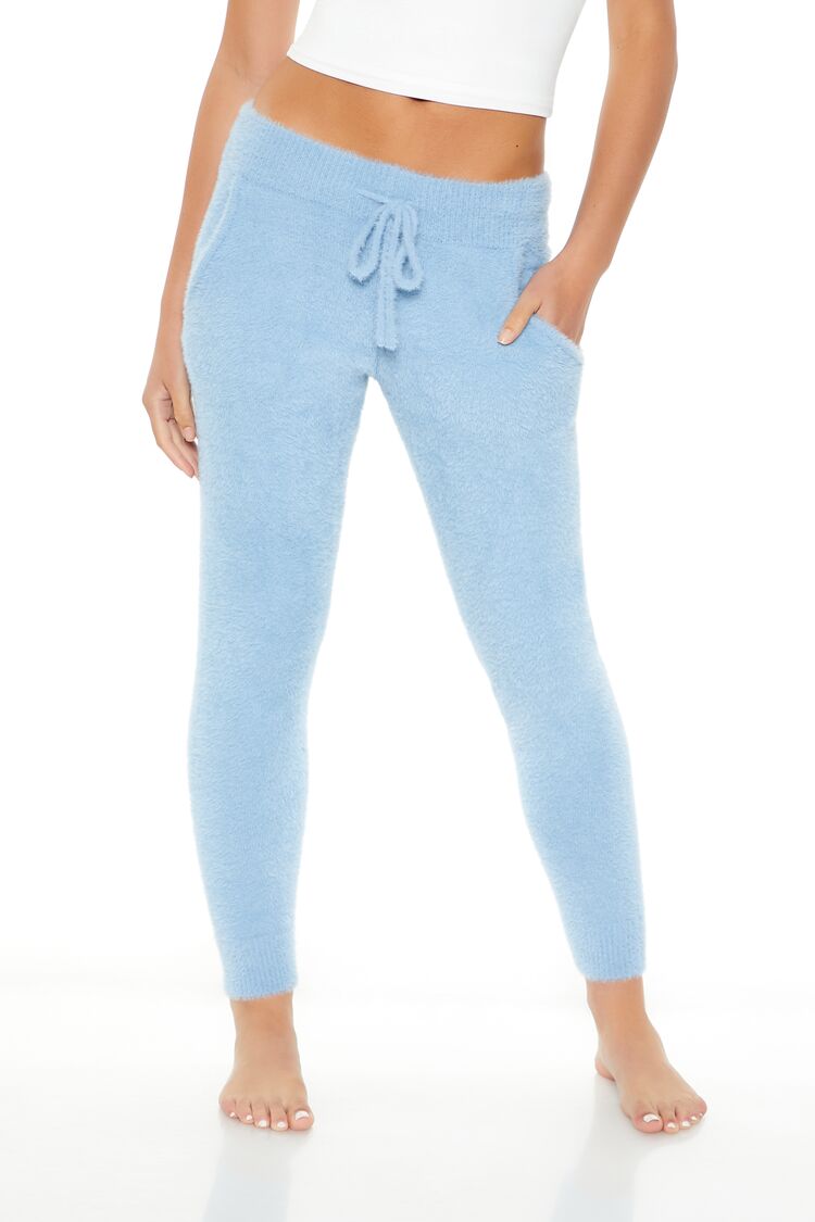  Forever 21 Fuzzy Sweater-Knit Joggers - white - Bonton
