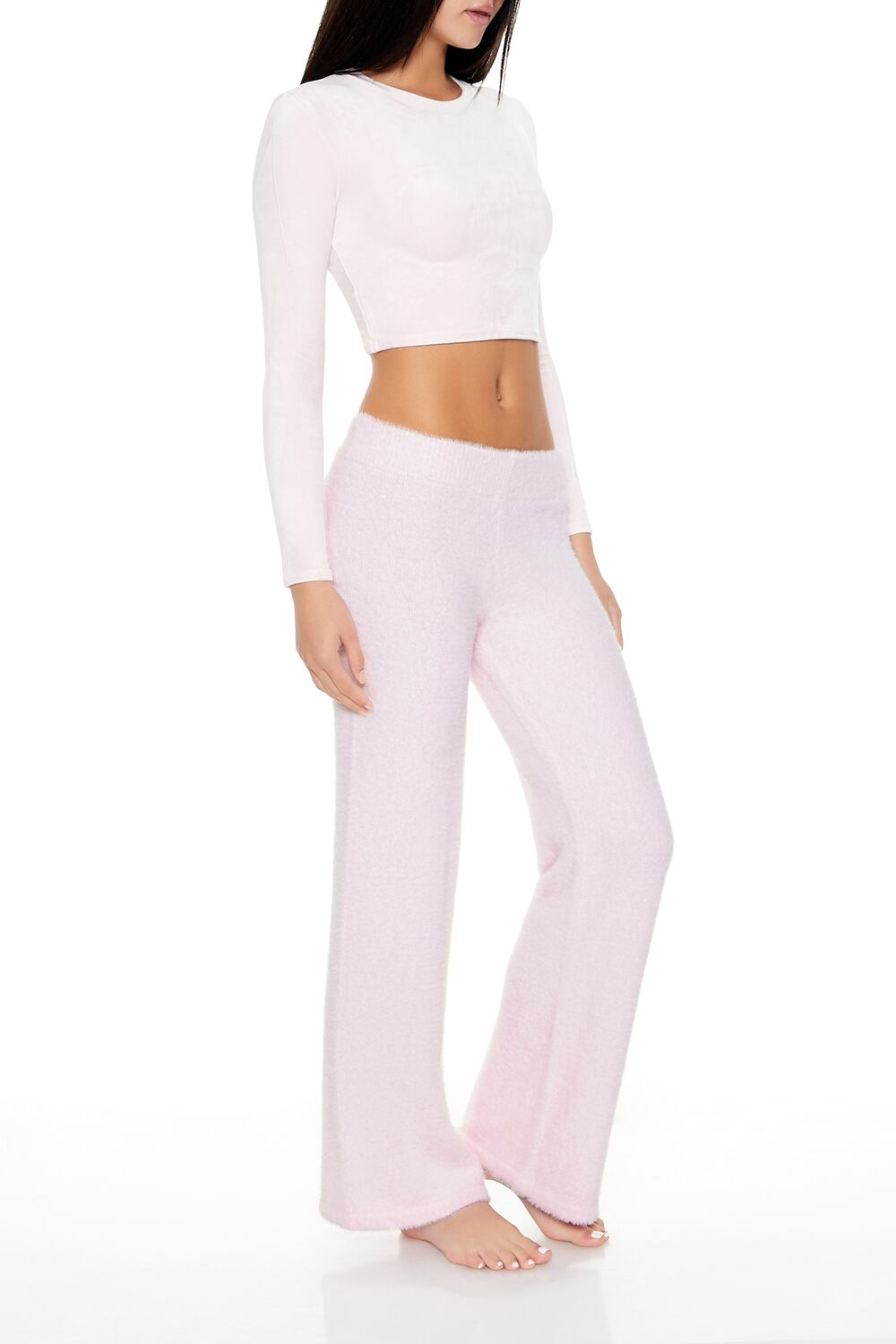  Forever 21 Sweater-Knit Flare Pants - white - Bonton
