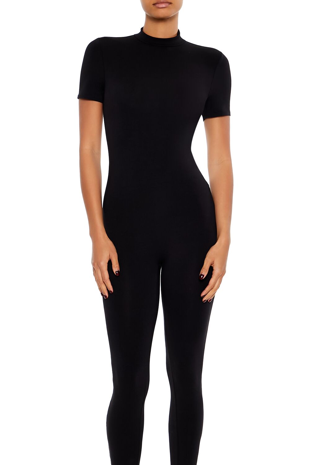  Forever 21 Fitted Mock Neck Jumpsuit - black - Bonton