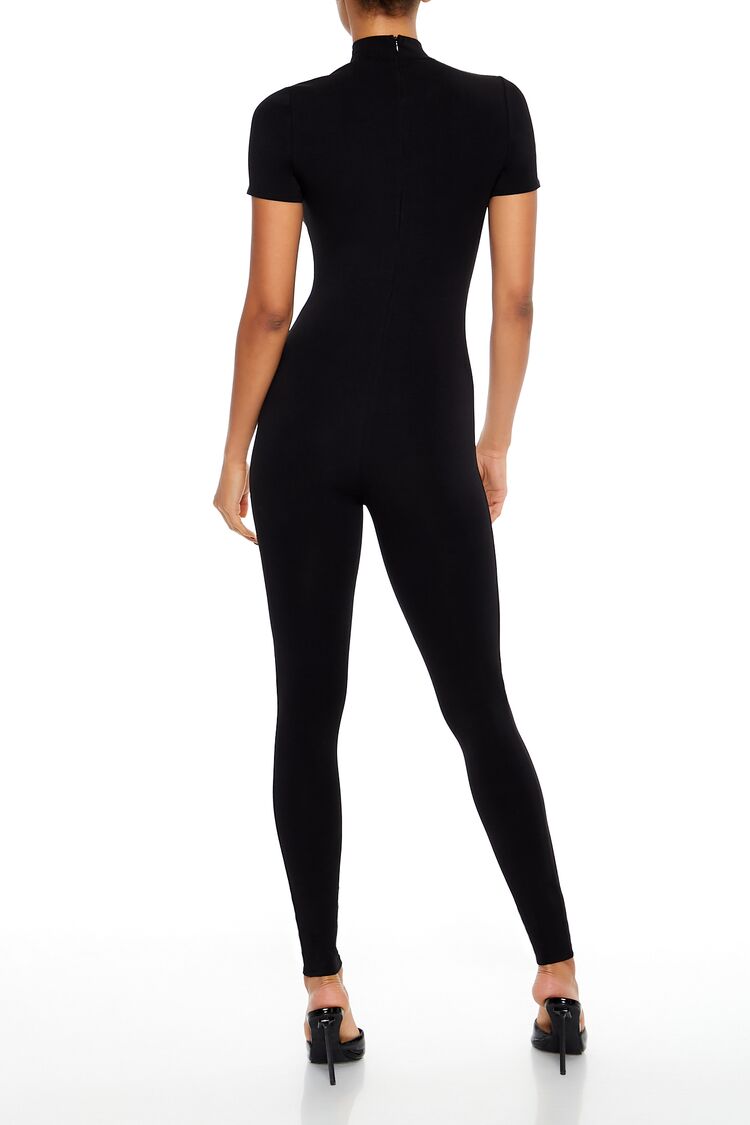  Forever 21 Fitted Mock Neck Jumpsuit - black - Bonton