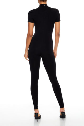 Fitted Mock Neck Jumpsuit