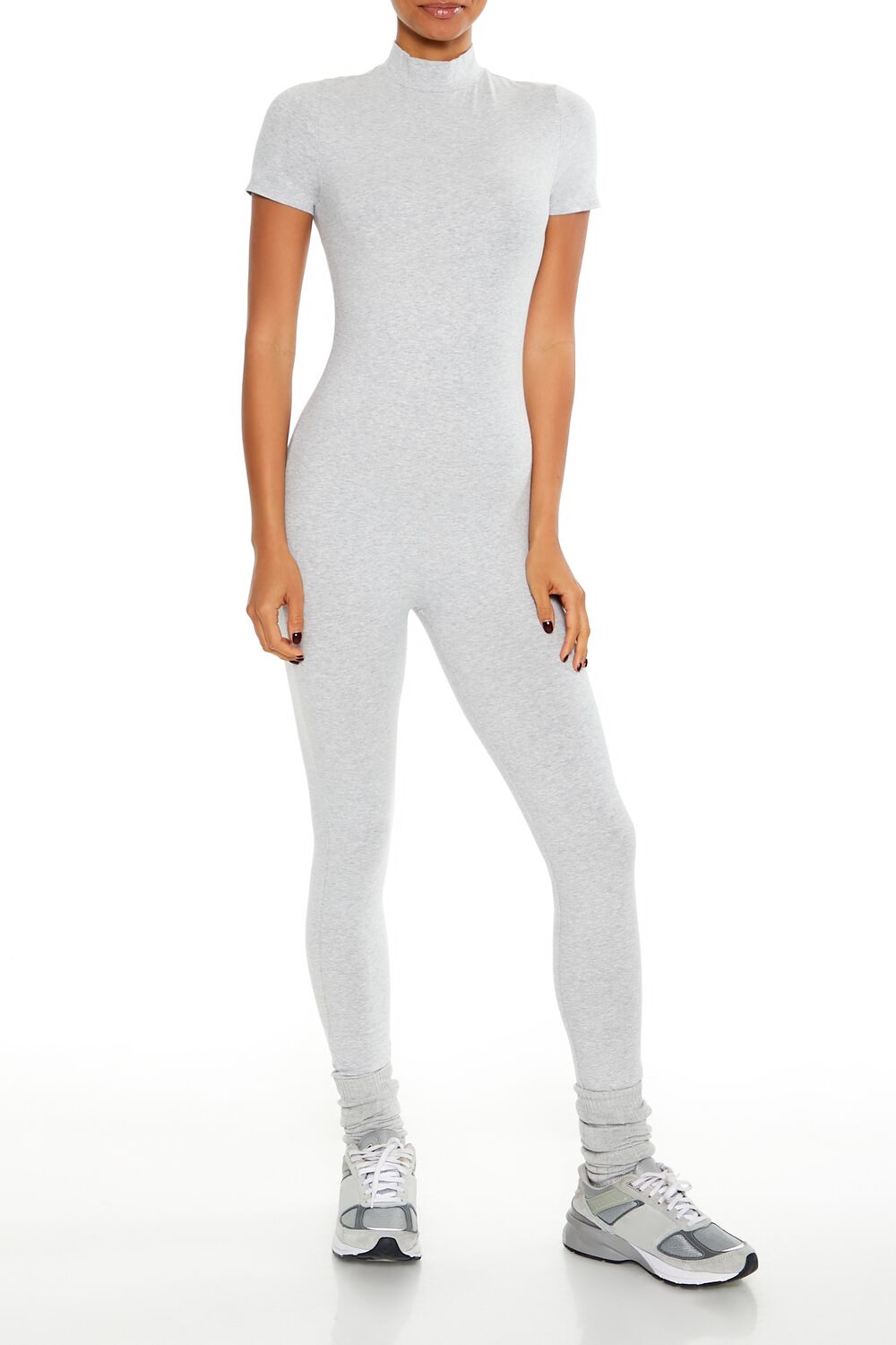  Forever 21 Fitted Mock Neck Jumpsuit - black - Bonton