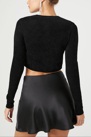 Cropped Long-Sleeve Sweater