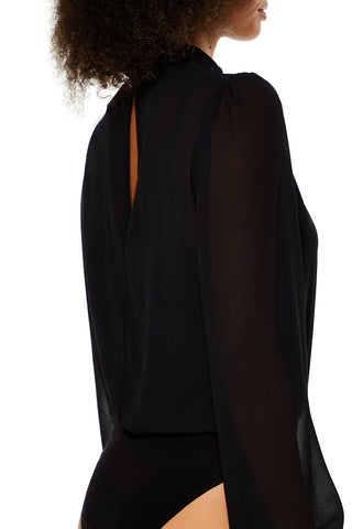 Chiffon Mock Neck Bodysuit