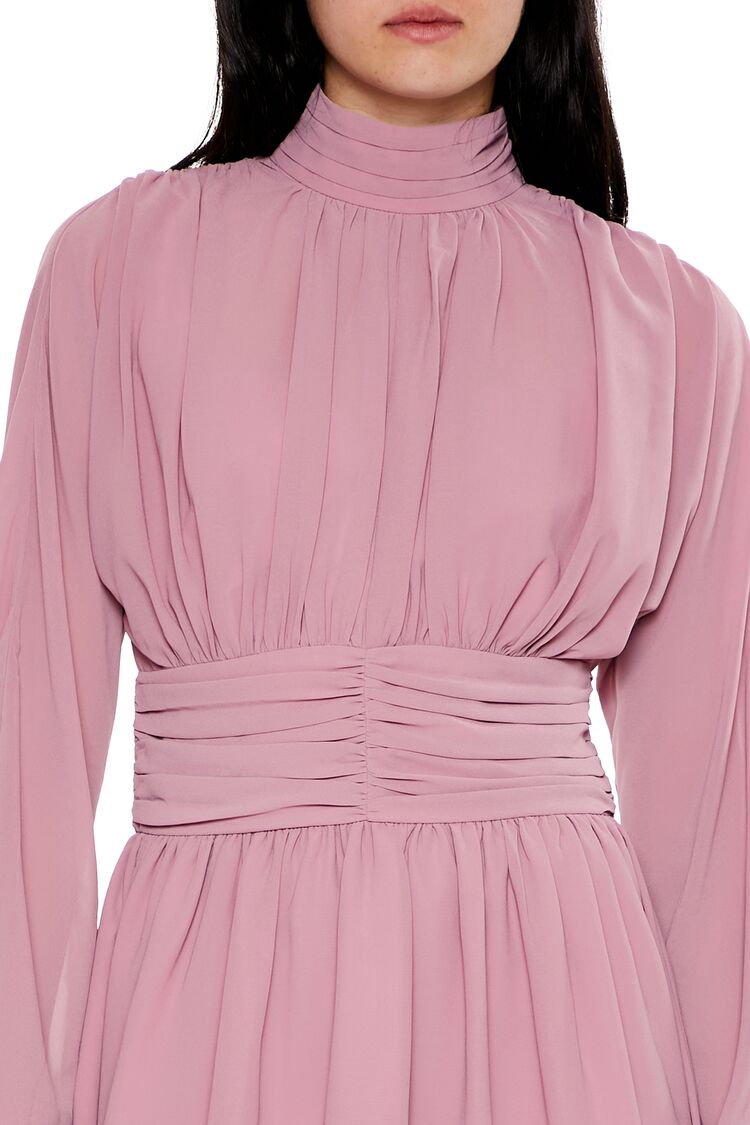  Forever 21 Chiffon Peasant-Sleeve Mini Dress - mauve - Bonton