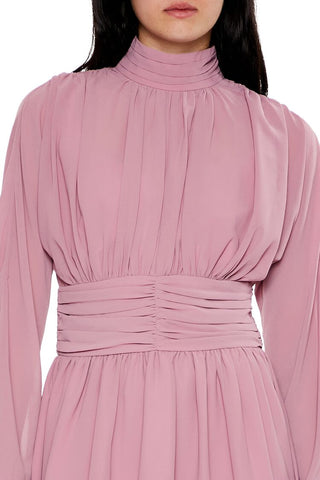 Chiffon Peasant-Sleeve Mini Dress