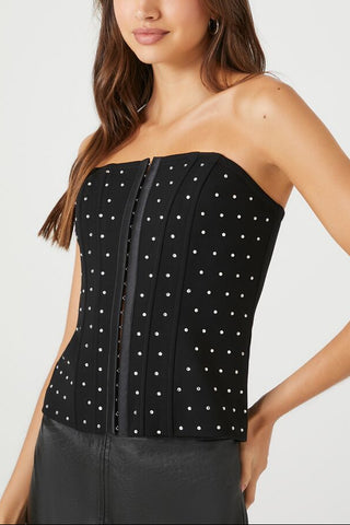 Rhinestone Corset Tube Top