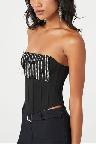 Rhinestone Fringe Tube Top