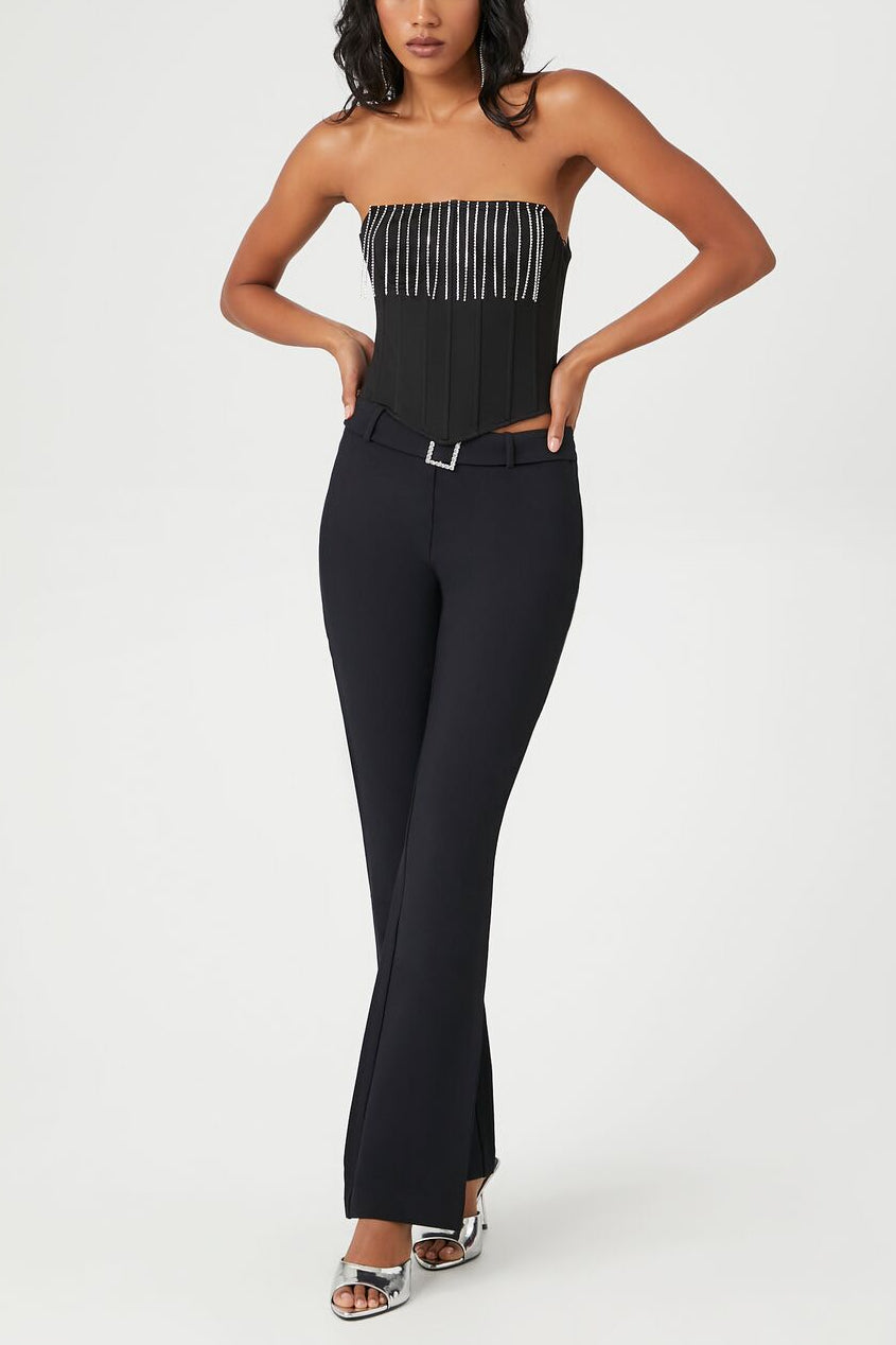  Forever 21 Rhinestone Fringe Tube Top - black silver - Bonton