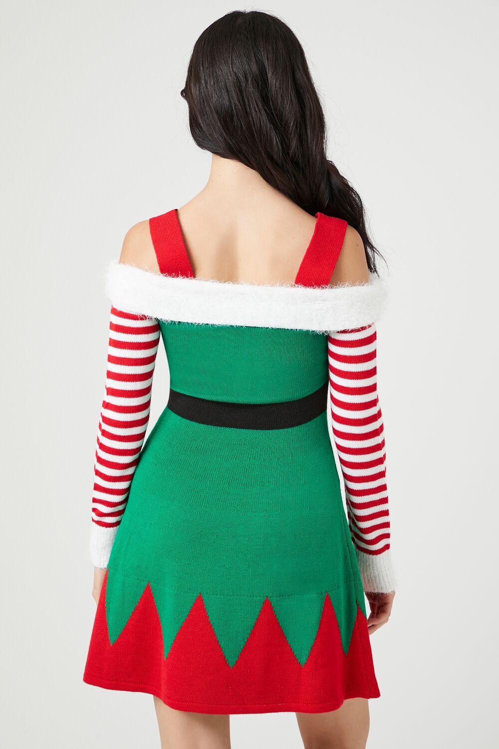  Forever 21 Peppermint Elf Mini Dress - green-multi-swatch - Bonton