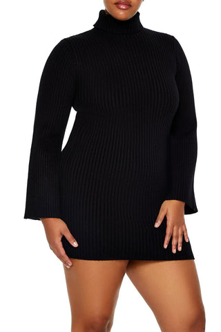 Plus Size Turtleneck Mini Sweater Dress