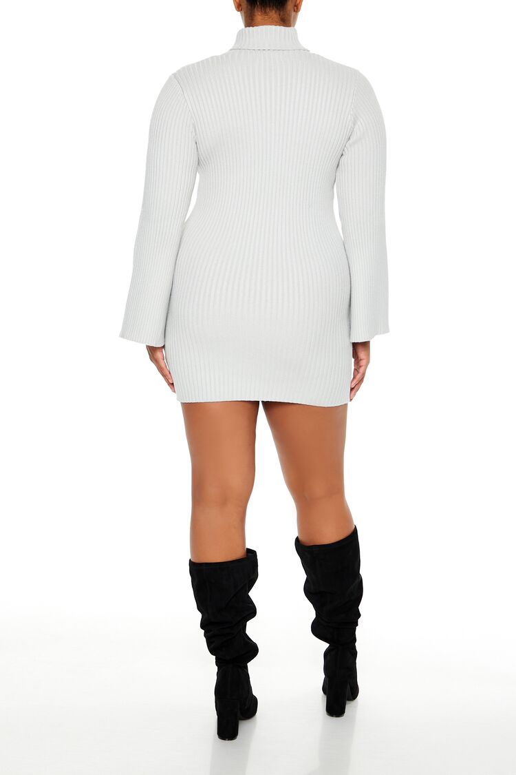  Forever 21 Plus Size Turtleneck Mini Sweater Dress - light grey - Bonton