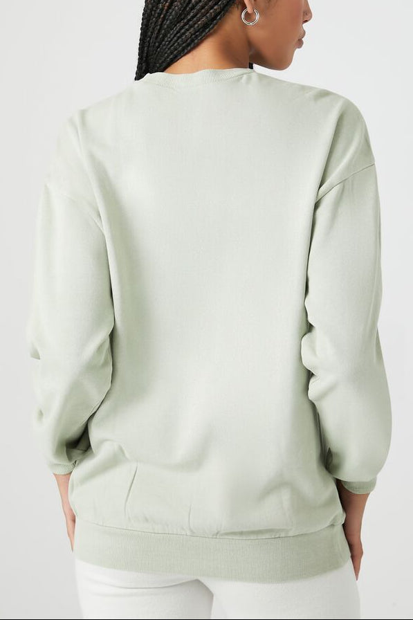  Forever 21 Lace Los Angeles Drop-Sleeve Pullover - sage multi - Bonton