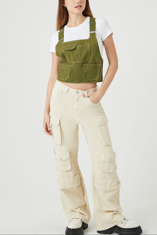 Twill Overall Crop Top
