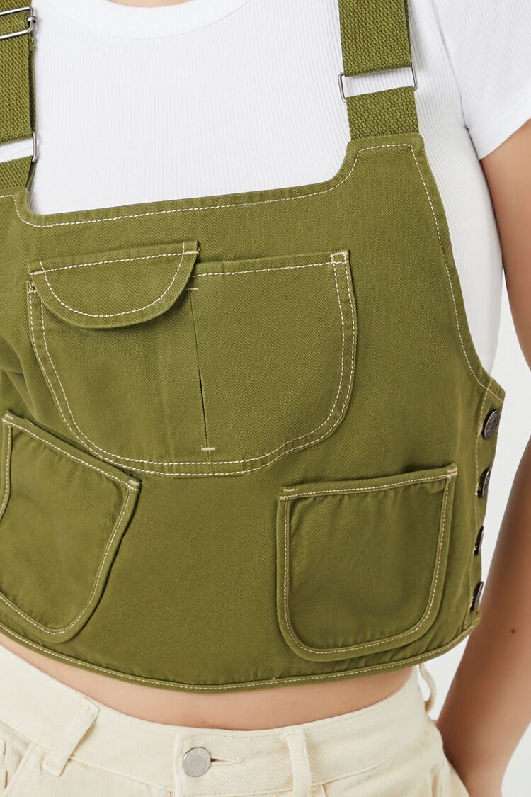 Forever 21 Twill Overall Crop Top - green - Bonton
