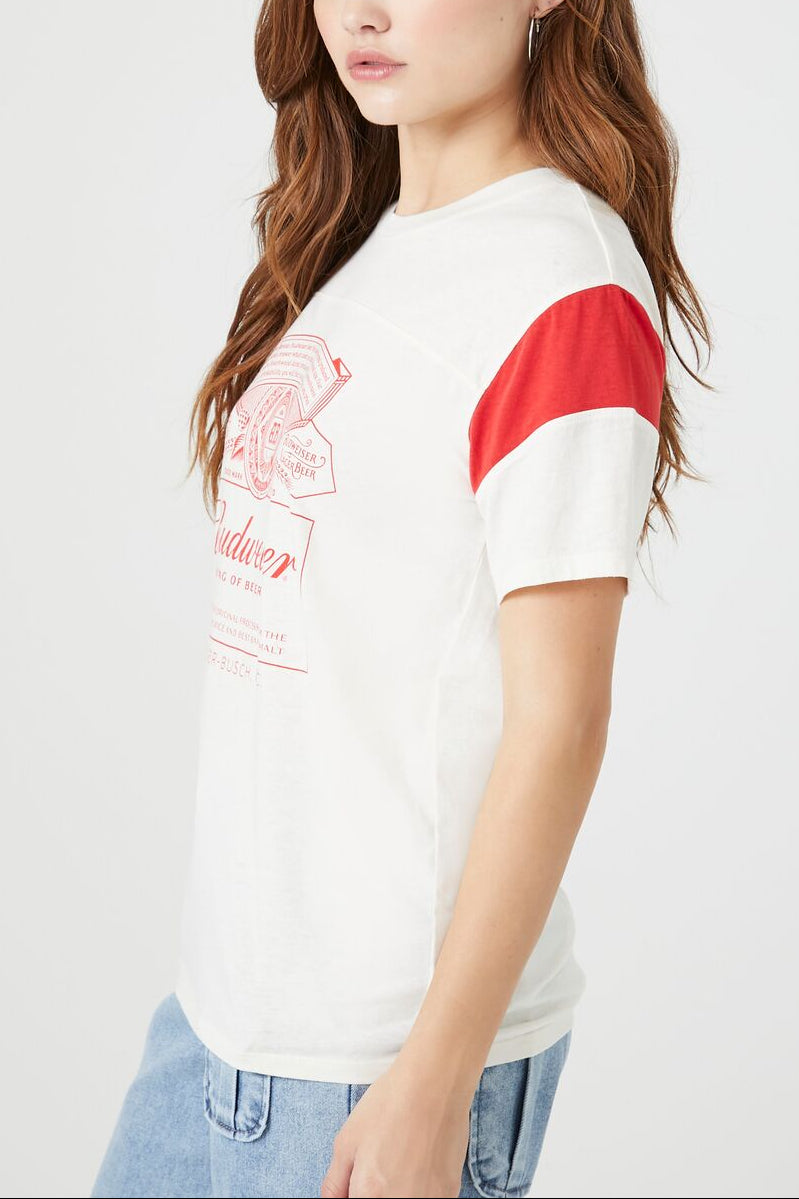  Forever 21 Budweiser Graphic Tee - cream multi - Bonton