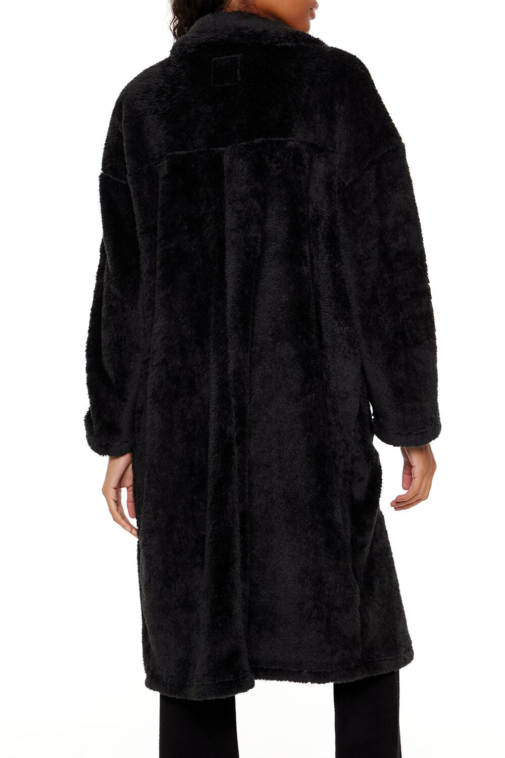  Forever 21 Faux Shearling Teddy Duster Coat - black-swatch - Bonton