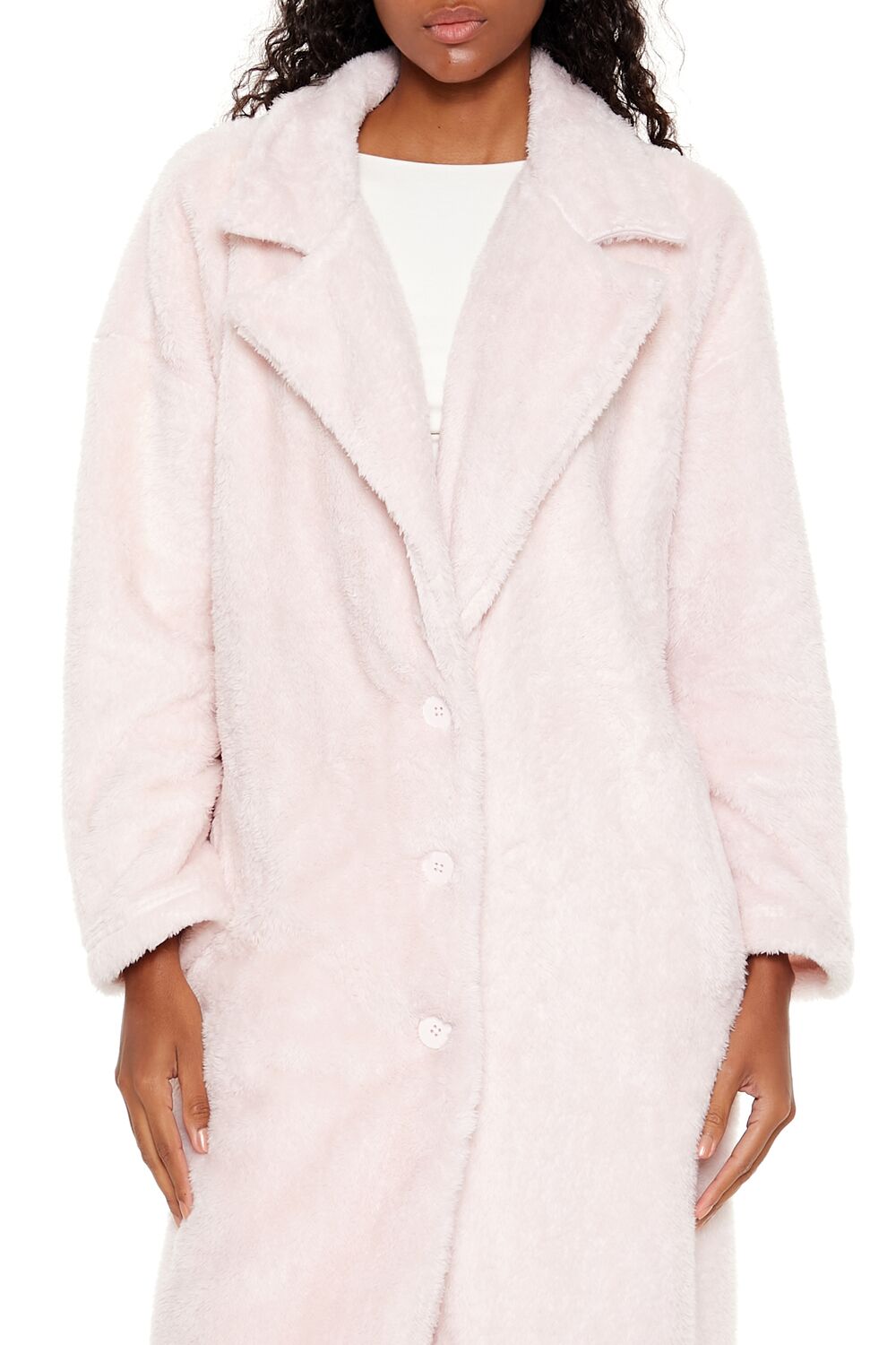 Forever 21 Faux Shearling Teddy Duster Coat - black-swatch - Bonton