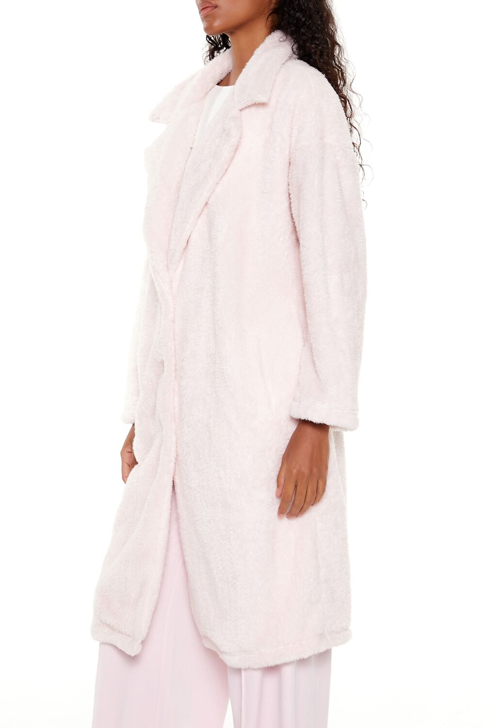  Forever 21 Faux Shearling Teddy Duster Coat - black-swatch - Bonton