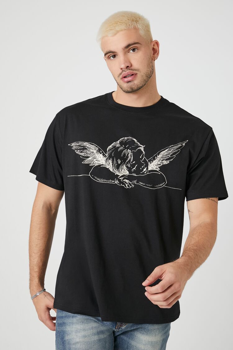  Forever 21 Sleeping Angel Graphic Tee - black cream - Bonton