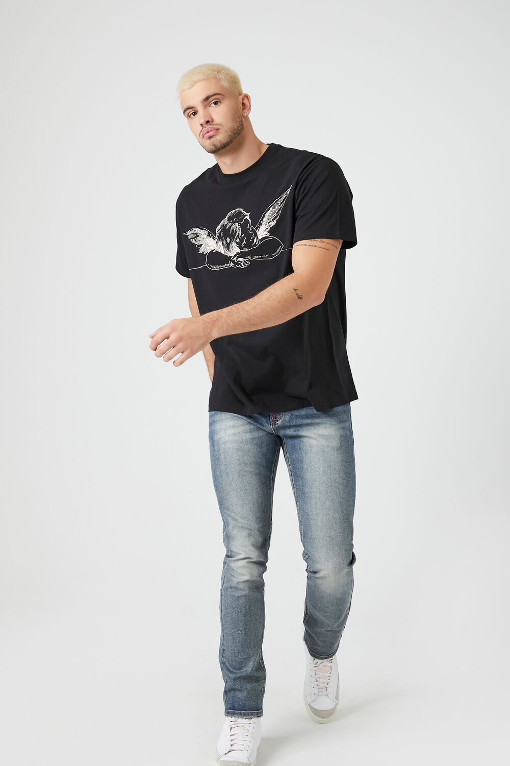 Forever 21 Sleeping Angel Graphic Tee - black cream - Bonton