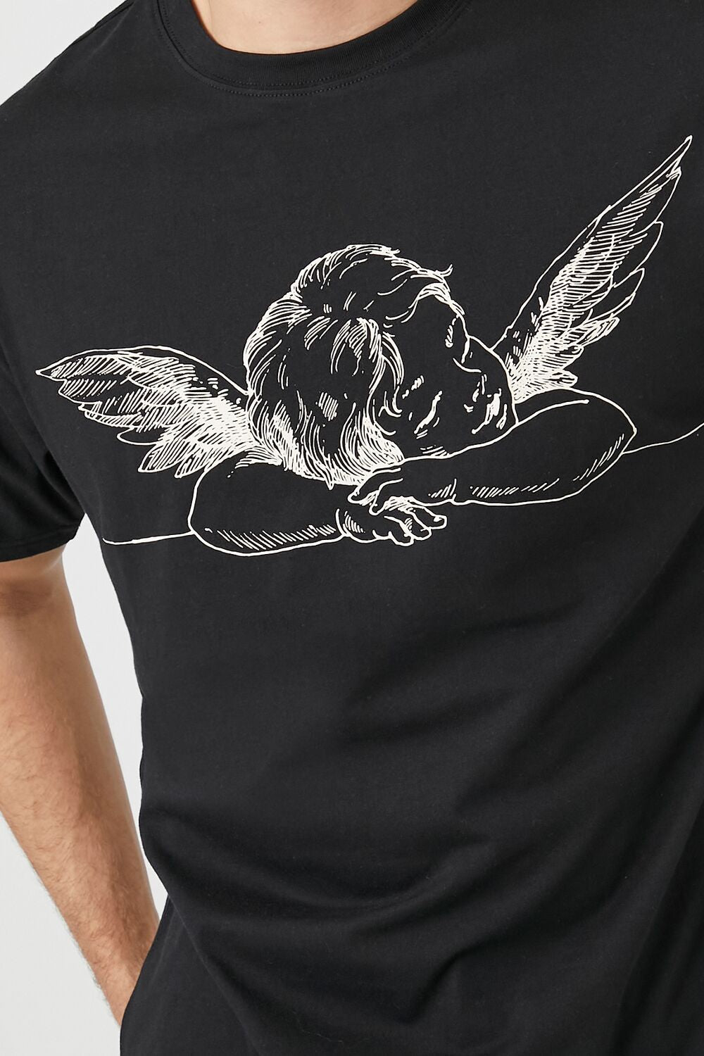  Forever 21 Sleeping Angel Graphic Tee - black cream - Bonton
