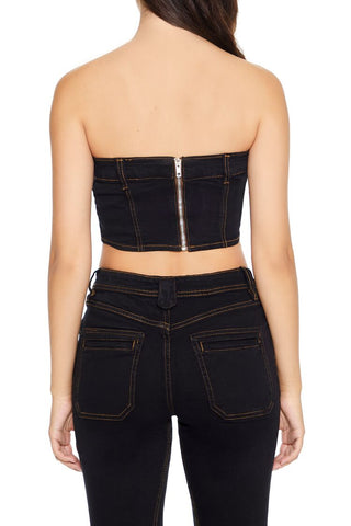 Reworked Denim Tube Crop Top