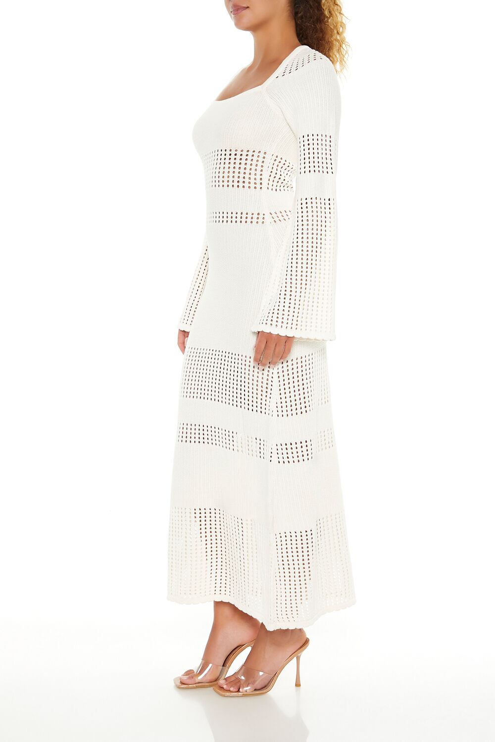  Forever 21 Open-Knit Bell-Sleeve Sweater Dress - olive - Bonton