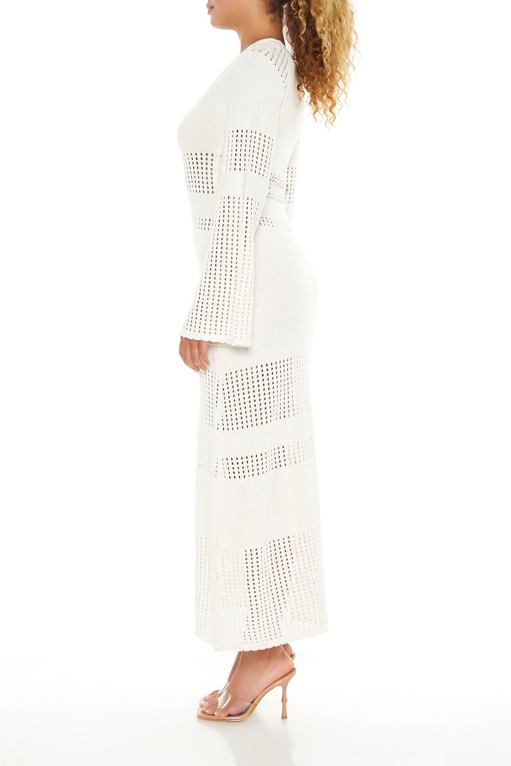  Forever 21 Open-Knit Bell-Sleeve Sweater Dress - olive - Bonton