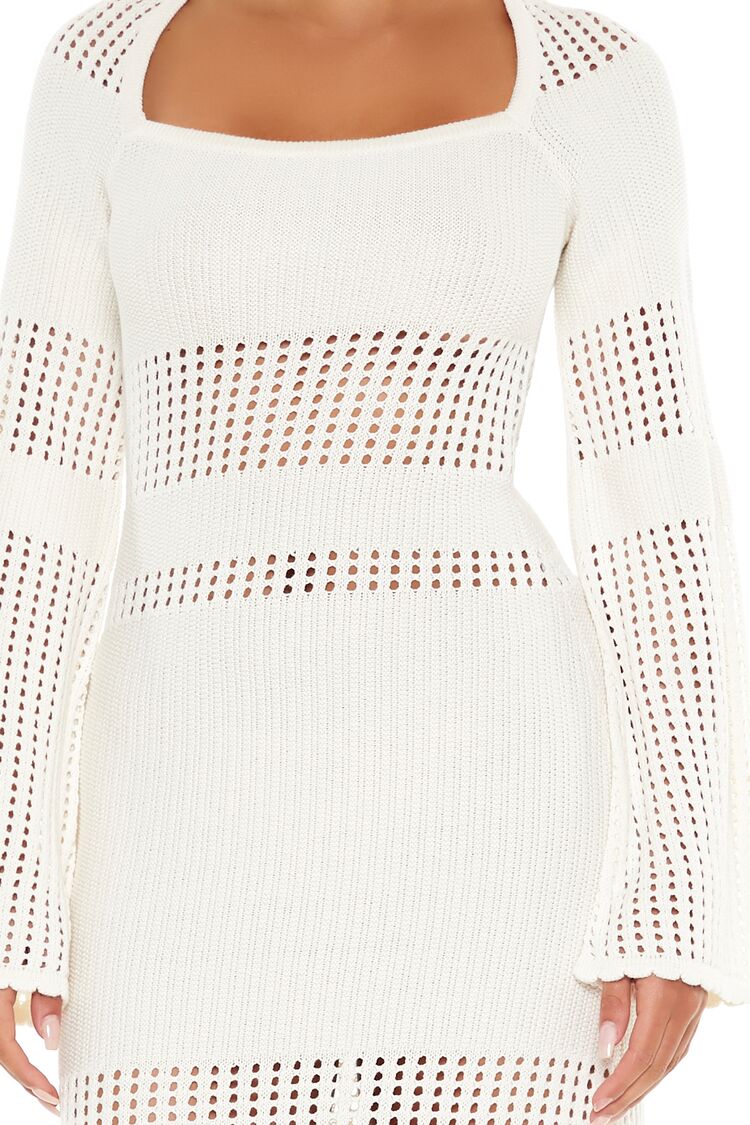  Forever 21 Open-Knit Bell-Sleeve Sweater Dress - olive - Bonton