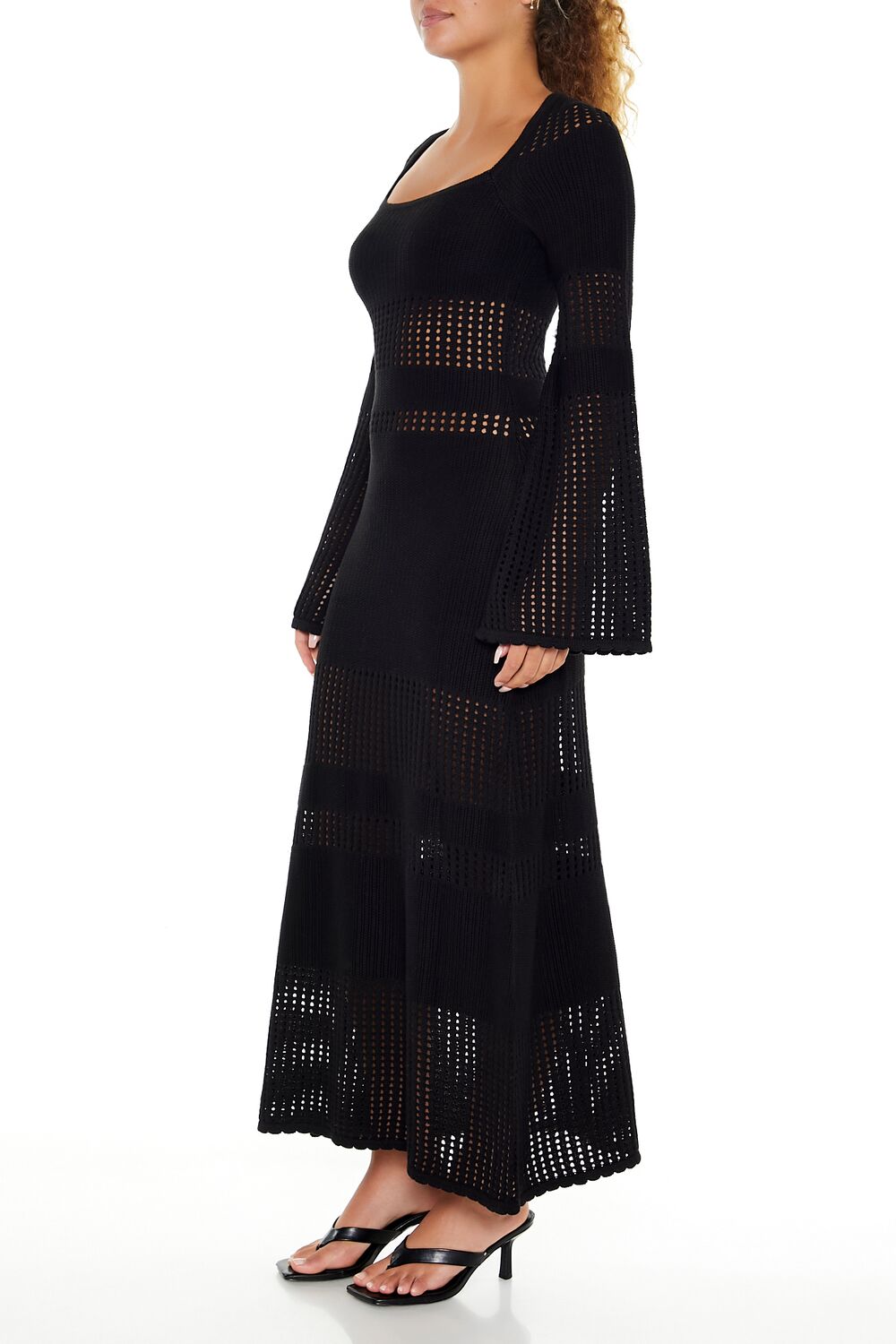  Forever 21 Open-Knit Bell-Sleeve Sweater Dress - olive - Bonton