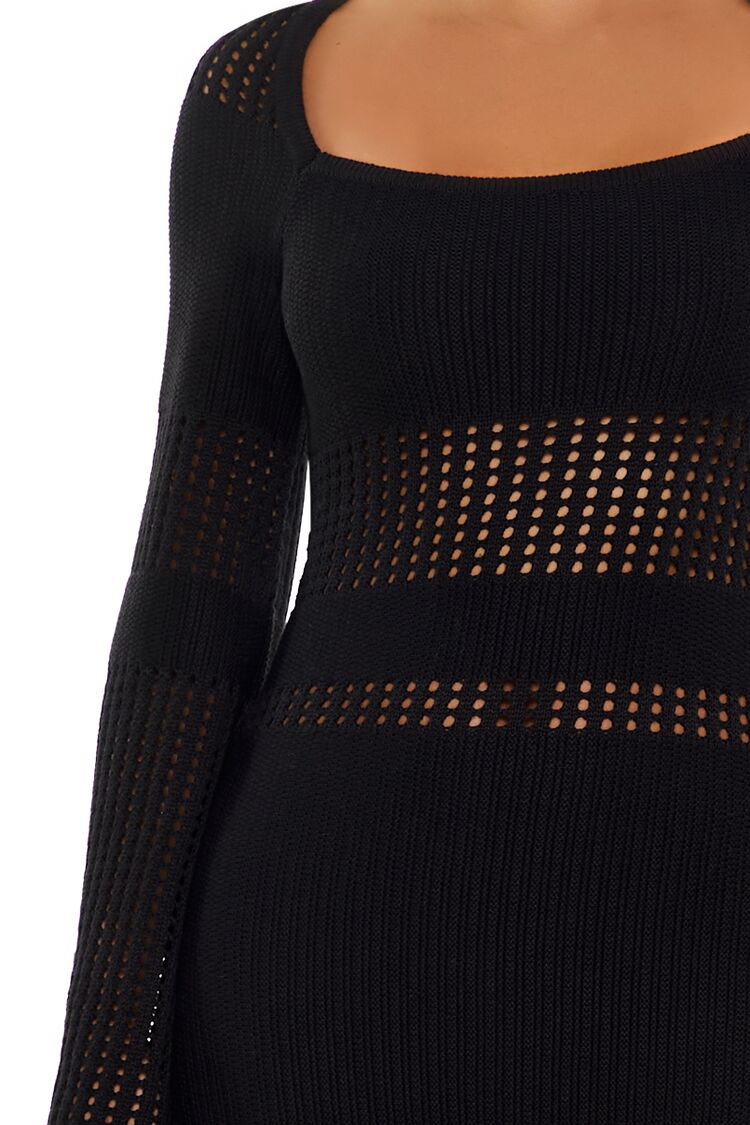  Forever 21 Open-Knit Bell-Sleeve Sweater Dress - olive - Bonton
