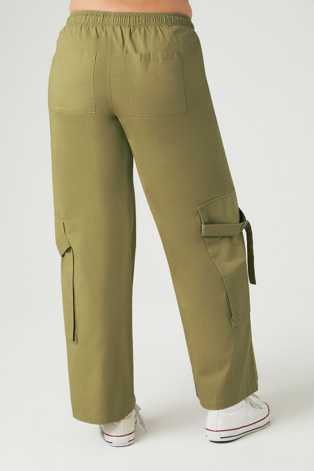  Forever 21 Twill High-Rise Utility Pants - tan - Bonton